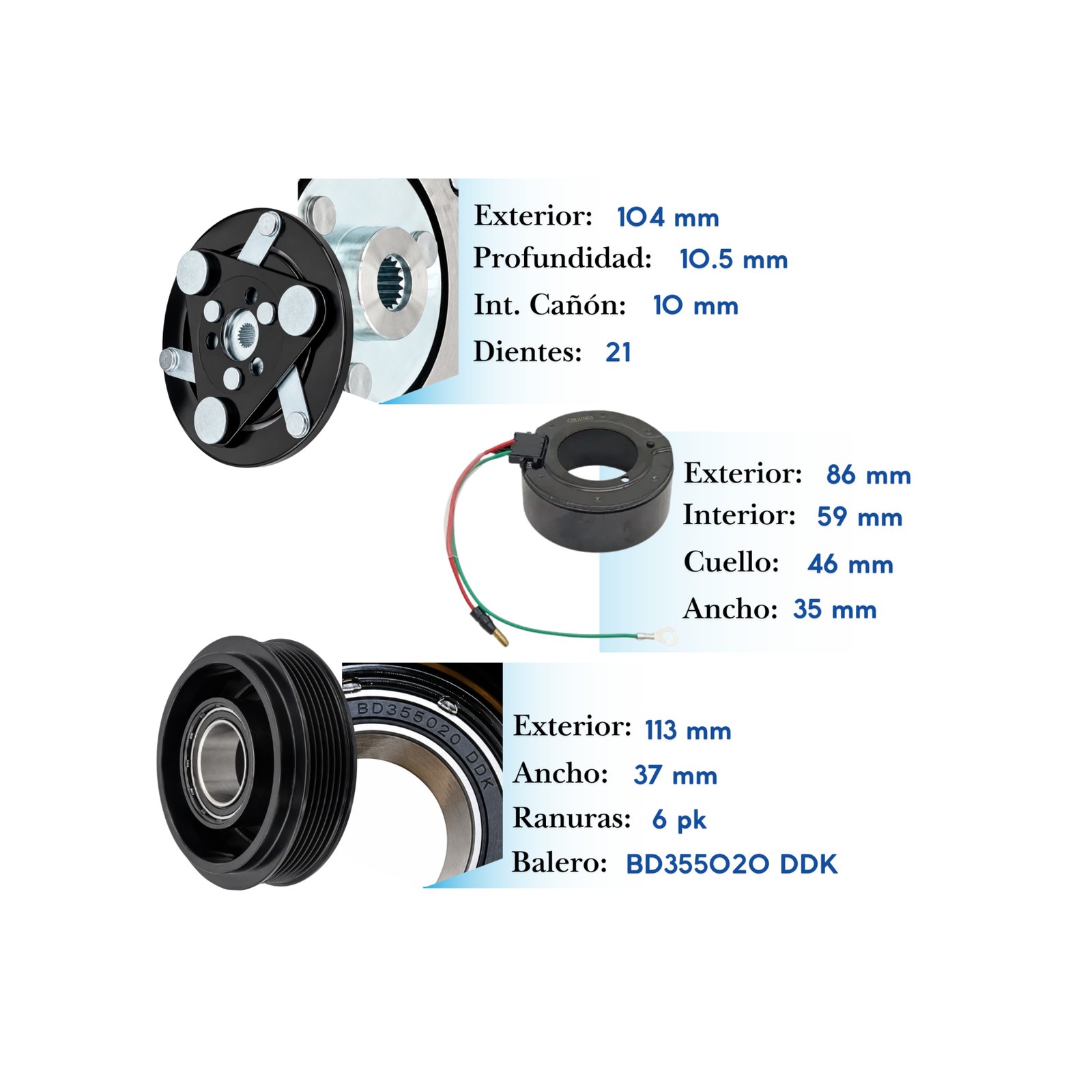 KE051 med (6) Kit de Clutch KE051