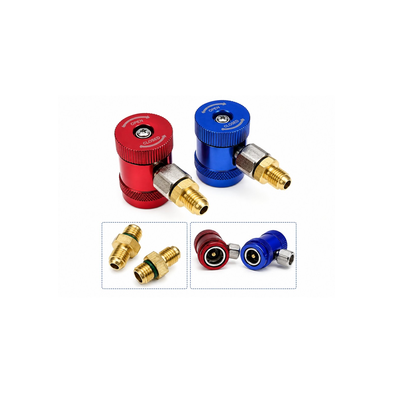HE031 med (4) HE031 Kit de Coples para Manómetro Gas R1234yf