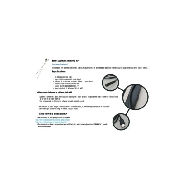 Cámara de Inspección Sonda Endoscópica 70 6cm Tipo C HE071D