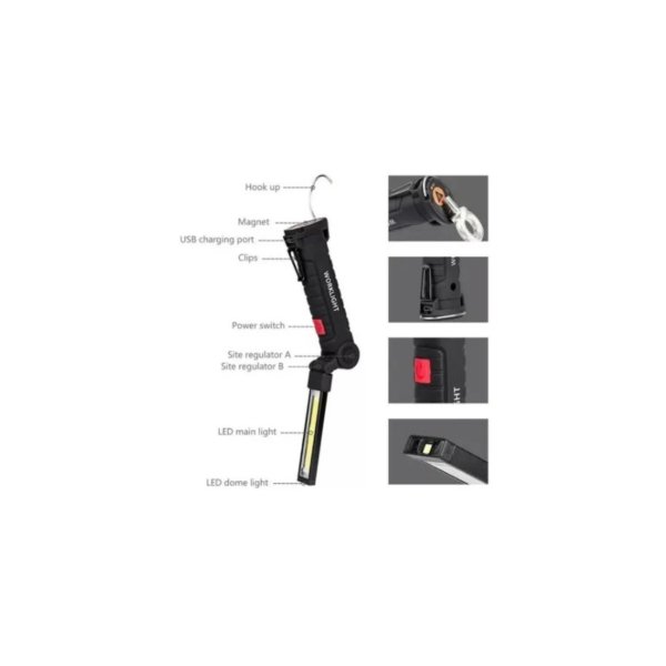 Recargable Luz Led Trabajo Magnética Linterna Lámpara HE090