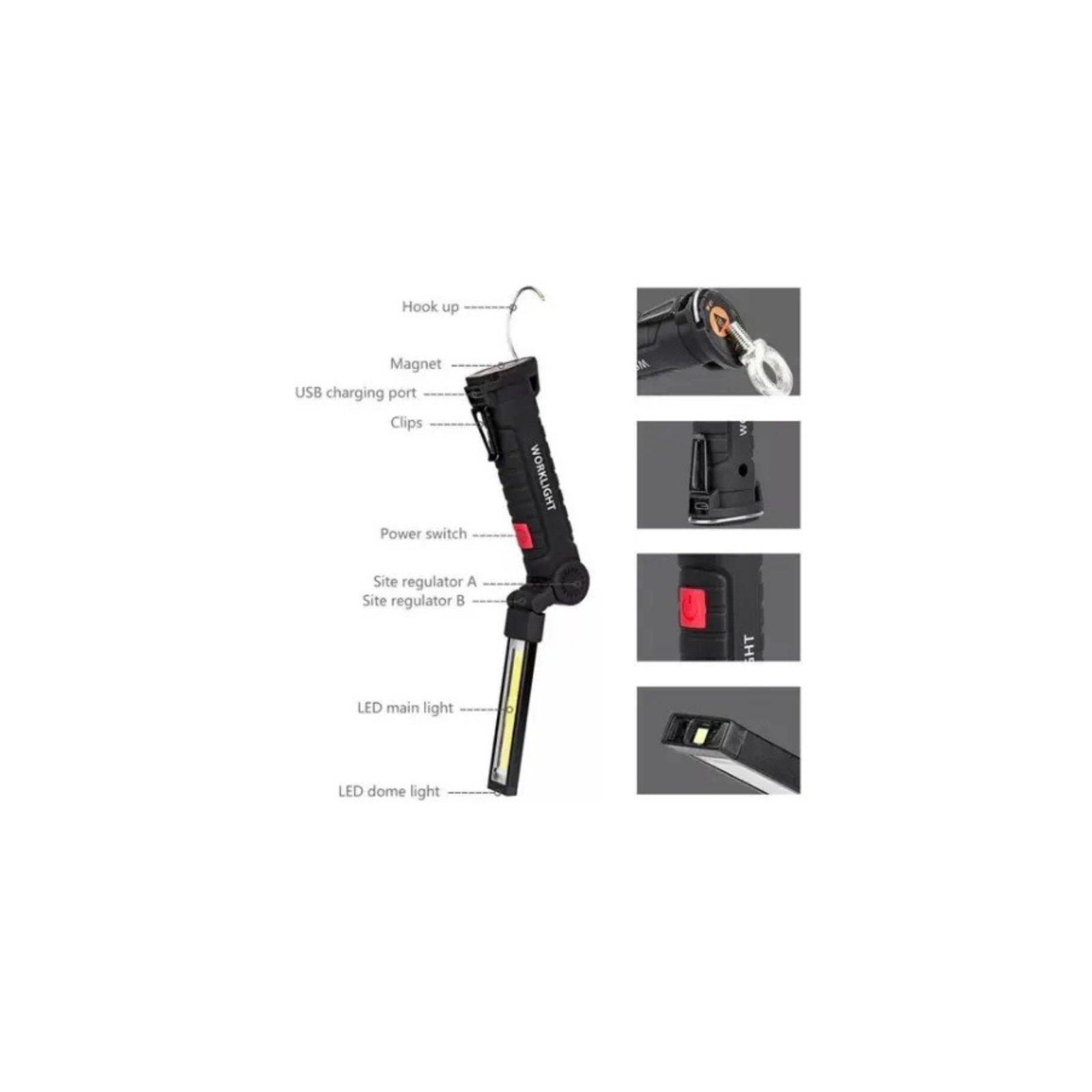 Recargable Luz Led Trabajo Magnética Linterna Lámpara HE090
