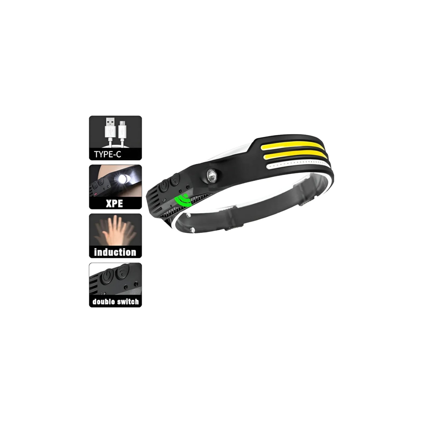 Lámpara Sensor Led para Cabeza Linterna Recargable HE092